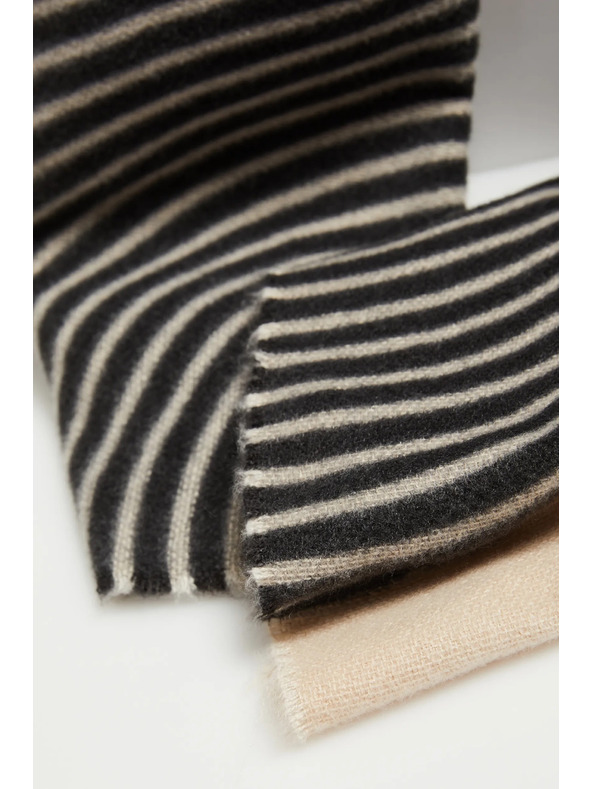 Moodo Schwarz-beige Damen gemusterter Schal Moodo