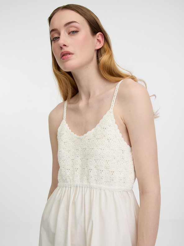 Orsay Cremefarbenes Damen-Midikleid ORSAY