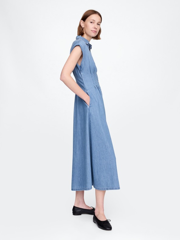 GAP Damen Maxikleid aus Denim im Hemdblusenstil Americana GAP