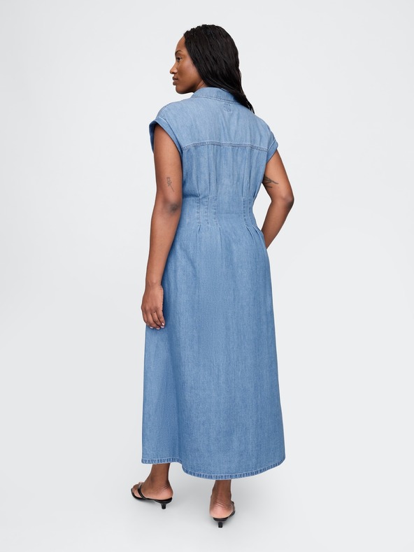 GAP Damen Maxikleid aus Denim im Hemdblusenstil Americana GAP