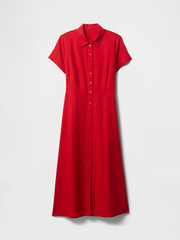 GAP Damen Leinen-Hemdkleid in Maxi-Länge GAP