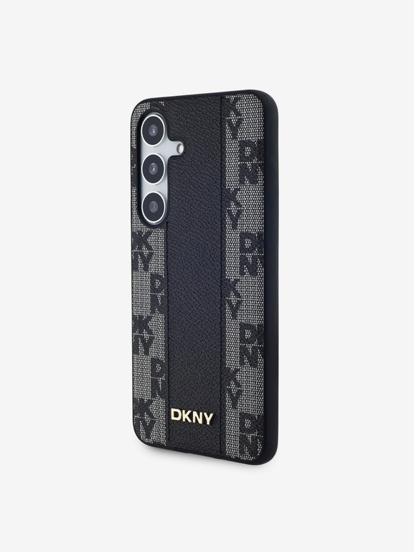 DKNY DKNY PU Leder Karomuster Magsafe Rückseite Hülle für Samsung Galaxy S24+ Schwarz