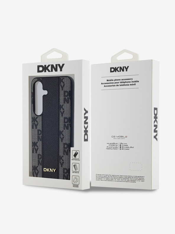 DKNY DKNY PU Leder Karomuster Magsafe Rückseite Hülle für Samsung Galaxy S24+ Schwarz