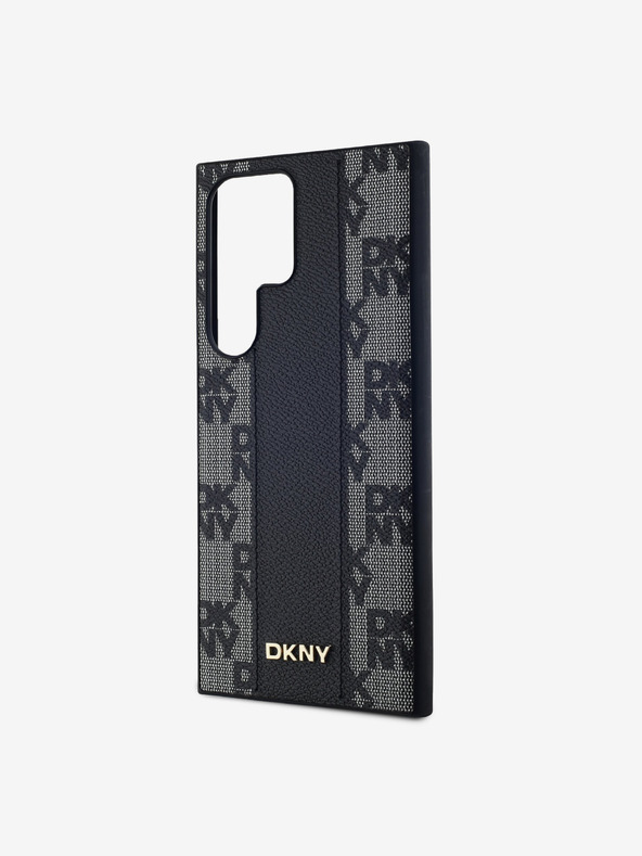 DKNY DKNY PU Leder Karomuster Magsafe Rückseite Hülle für Samsung Galaxy S24 Ultra Schwarz