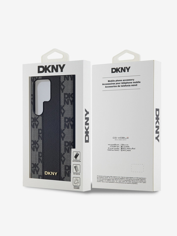 DKNY DKNY PU Leder Karomuster Magsafe Rückseite Hülle für Samsung Galaxy S24 Ultra Schwarz