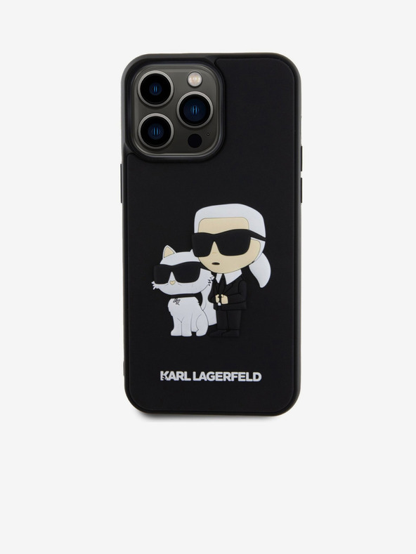 Karl Lagerfeld Karl Lagerfeld 3D Gummi Karl and Choupette Rückseite Hülle für iPhone 14 Pro Max Schwarz