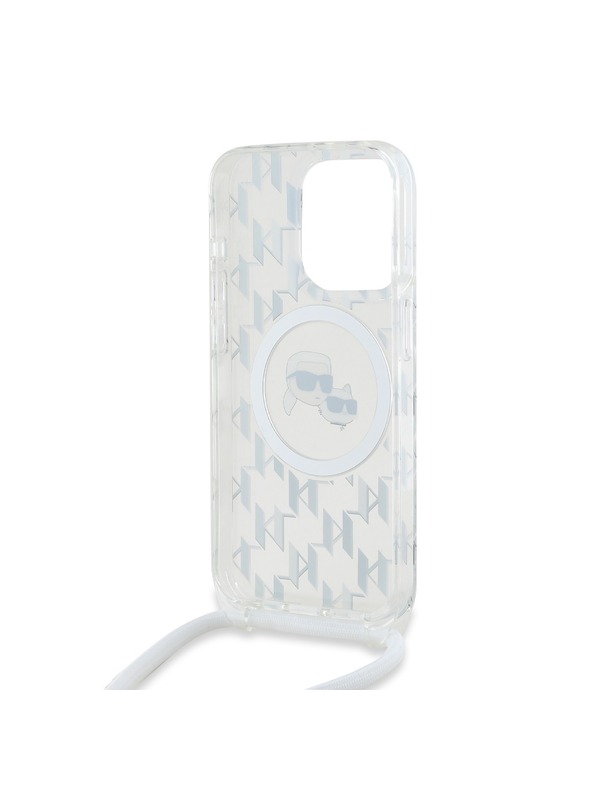 Karl Lagerfeld Karl Lagerfeld IML Monogramm Crossbody K&CH Heads MagSafe Rückseite Hülle für iPhone 15 Pro Max Transparent