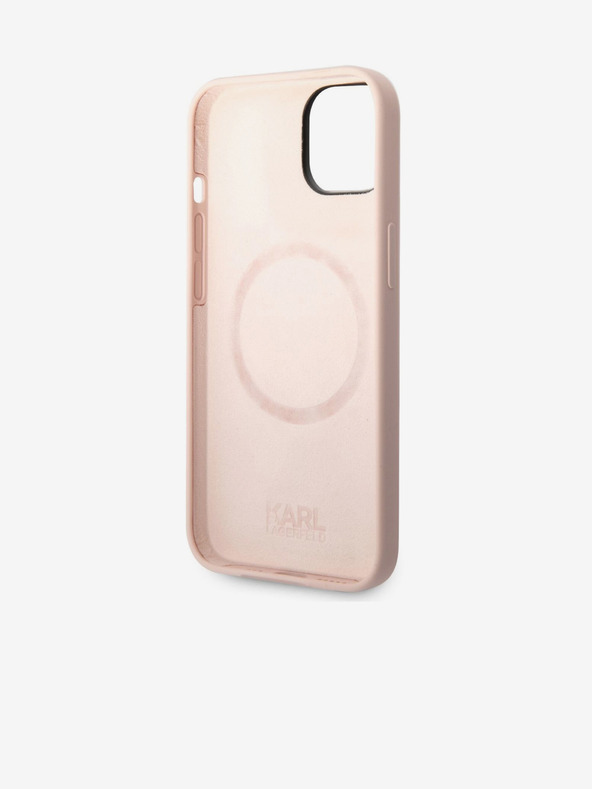Karl Lagerfeld Karl Lagerfeld and Choupette Liquid Silicone Rückseite Hülle für iPhone 14 Plus Pink