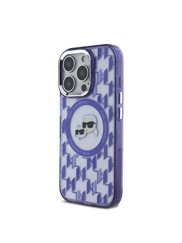 Karl Lagerfeld Karl Lagerfeld IML Monogram K&CH Heads MagSafe Rückseite Hülle für iPhone 16 Pro Max Purple