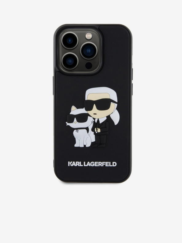 Karl Lagerfeld Karl Lagerfeld 3D Rubber Karl and Choupette Rückseite Hülle für iPhone 15 Pro Black