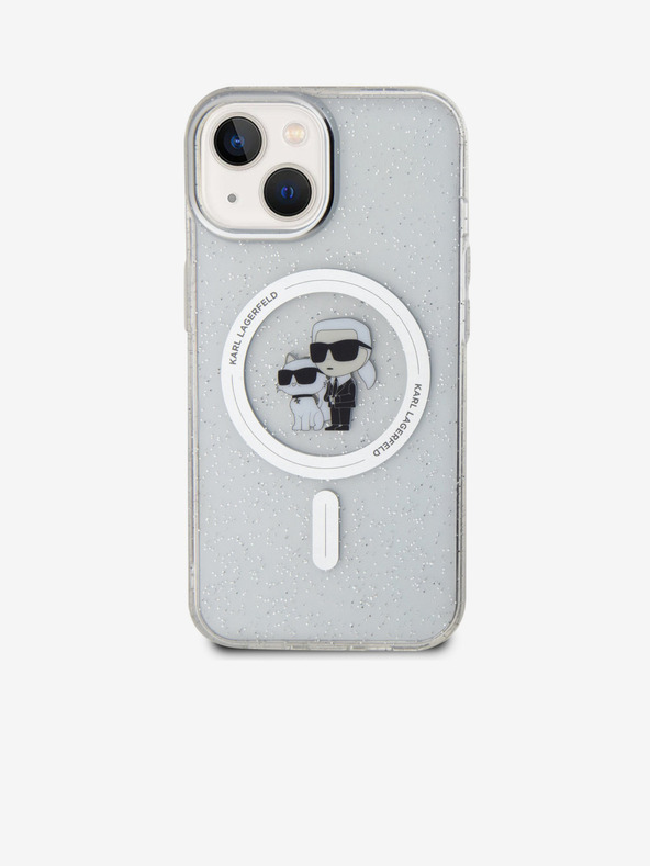 Karl Lagerfeld Karl Lagerfeld IML Glitter Karl and Choupette MagSafe Rückseite Hülle für iPhone 15 Transparent