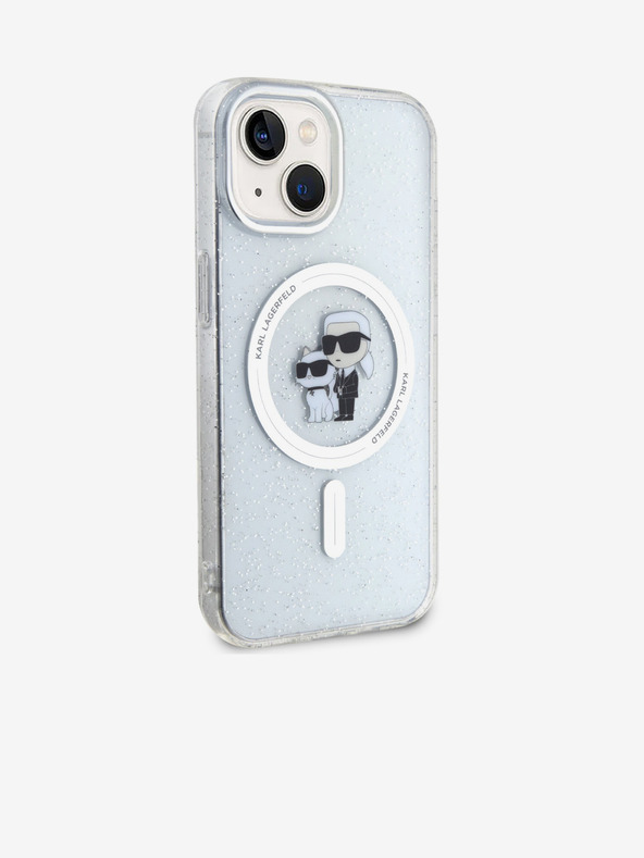 Karl Lagerfeld Karl Lagerfeld IML Glitter Karl and Choupette MagSafe Rückseite Hülle für iPhone 15 Transparent