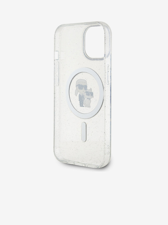 Karl Lagerfeld Karl Lagerfeld IML Glitter Karl and Choupette MagSafe Rückseite Hülle für iPhone 15 Transparent