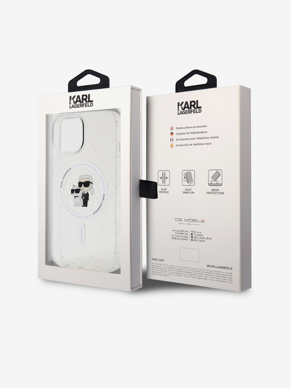 Karl Lagerfeld Karl Lagerfeld IML Glitter Karl and Choupette MagSafe Rückseite Hülle für iPhone 15 Transparent