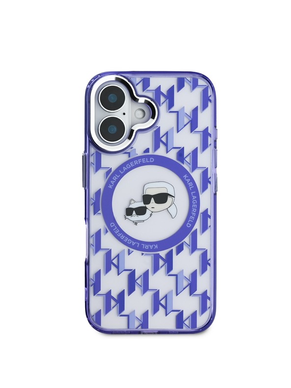 Karl Lagerfeld Karl Lagerfeld IML Monogram K&CH Heads MagSafe Rückseite Hülle für iPhone 16 Purple