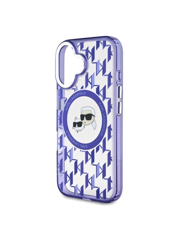 Karl Lagerfeld Karl Lagerfeld IML Monogram K&CH Heads MagSafe Rückseite Hülle für iPhone 16 Purple