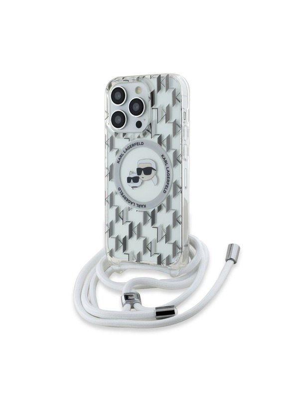 Karl Lagerfeld Karl Lagerfeld IML Monogramm Crossbody K&CH Heads MagSafe Rückseite Hülle für iPhone 14 Pro Max Transparent