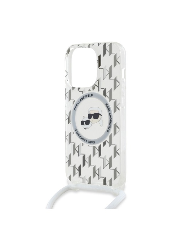 Karl Lagerfeld Karl Lagerfeld IML Monogramm Crossbody K&CH Heads MagSafe Rückseite Hülle für iPhone 14 Pro Max Transparent