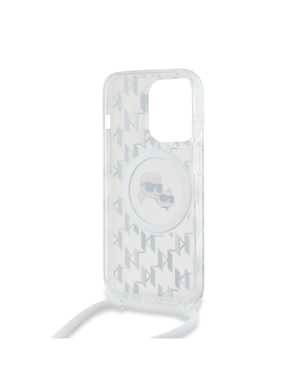 Karl Lagerfeld Karl Lagerfeld IML Monogramm Crossbody K&CH Heads MagSafe Rückseite Hülle für iPhone 14 Pro Max Transparent