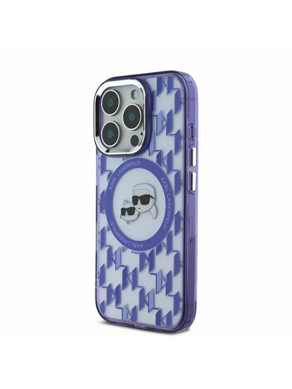 Karl Lagerfeld Karl Lagerfeld IML Monogramm K&CH Heads MagSafe Rückseite Hülle für iPhone 16 Pro Purple