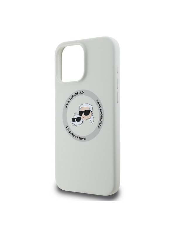 Karl Lagerfeld Karl Lagerfeld Flüssigsilikon K&CH Köpfe MagSafe Rückseite Hülle für iPhone 16 Pro Beige