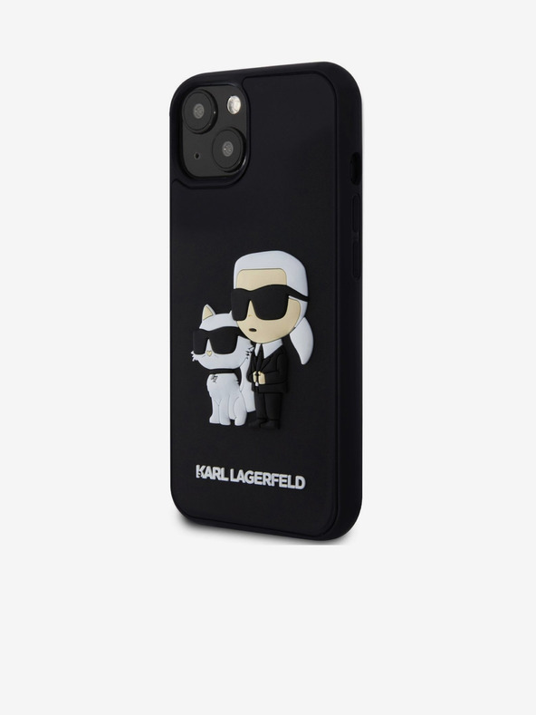 Karl Lagerfeld Karl Lagerfeld 3D Gummi Karl and Choupette Rückseite Hülle für iPhone 13 Black