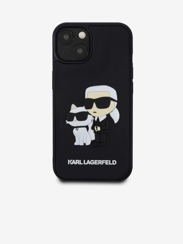 Karl Lagerfeld Karl Lagerfeld 3D Gummi Karl and Choupette Rückseite Hülle für iPhone 13 Black