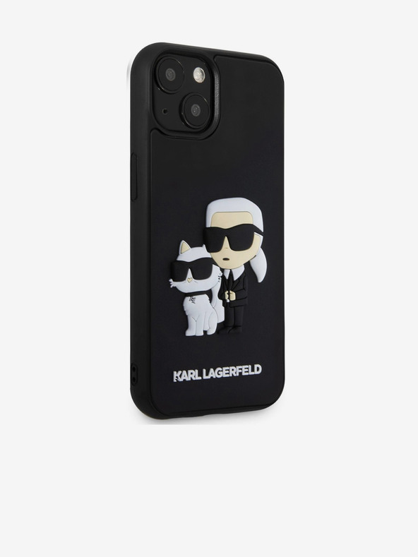 Karl Lagerfeld Karl Lagerfeld 3D Gummi Karl and Choupette Rückseite Hülle für iPhone 13 Black