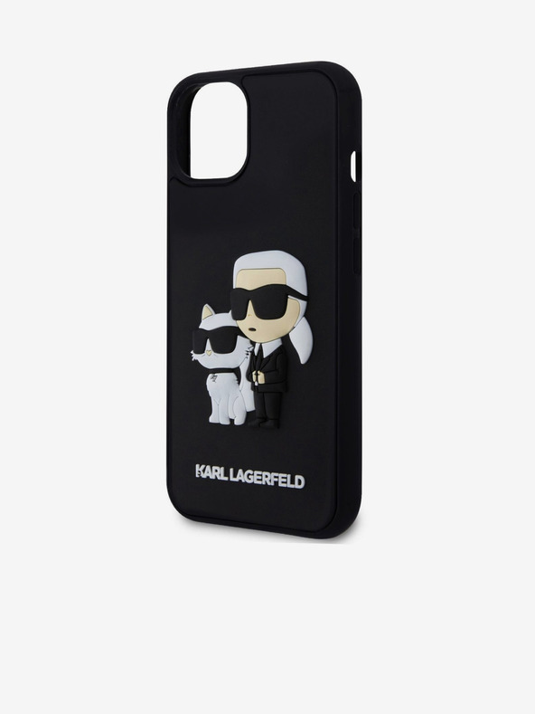 Karl Lagerfeld Karl Lagerfeld 3D Gummi Karl and Choupette Rückseite Hülle für iPhone 13 Black
