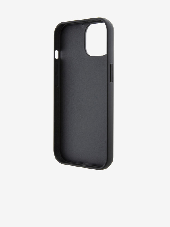 Karl Lagerfeld Karl Lagerfeld Fester Glitzer Metall Ikonik Rückseite Hülle für iPhone 15 Black