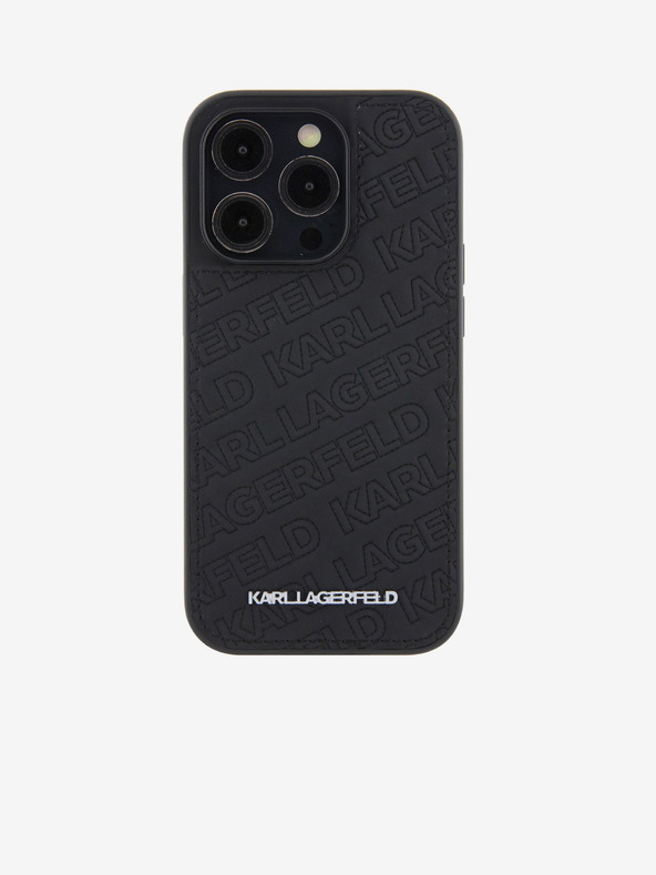 Karl Lagerfeld Karl Lagerfeld PU Gestepptes Muster Rückseite Hülle für iPhone 15 Pro Schwarz