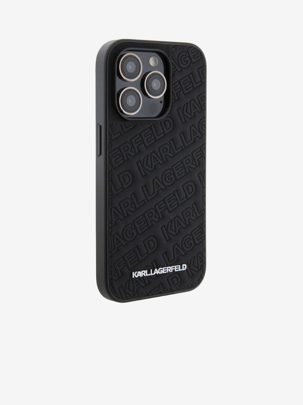 Karl Lagerfeld Karl Lagerfeld PU Gestepptes Muster Rückseite Hülle für iPhone 15 Pro Schwarz