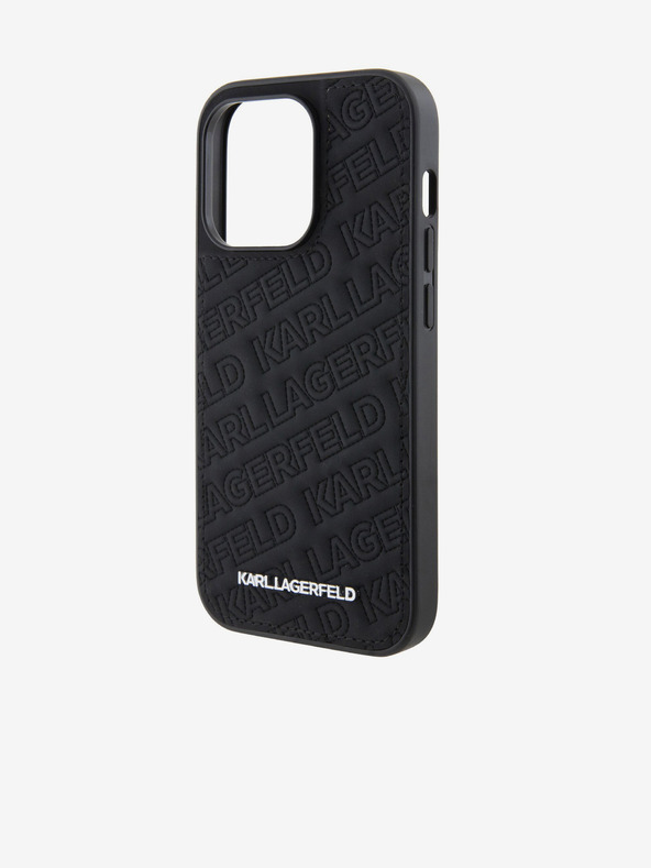Karl Lagerfeld Karl Lagerfeld PU Gestepptes Muster Rückseite Hülle für iPhone 15 Pro Schwarz