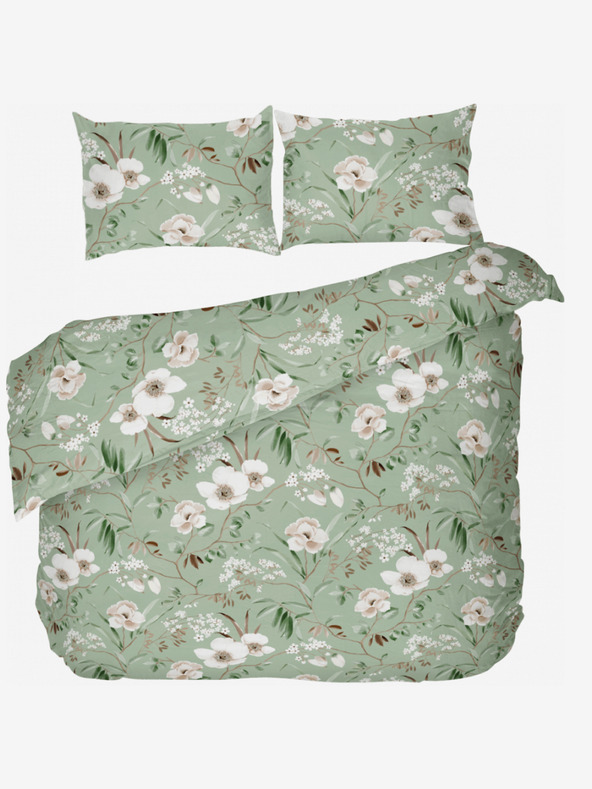 Kvalitex Französische Baumwollbettwäsche DELUX 200x200, 70x90cm MAGNOLIA grün