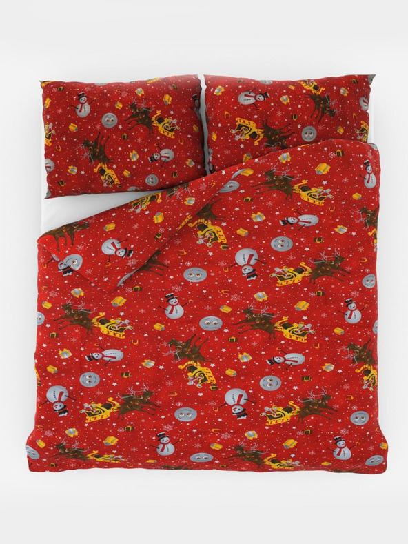 Kvalitex Weihnachtsbettwäsche 140x200, 70x90cm SNOWFLIES rot