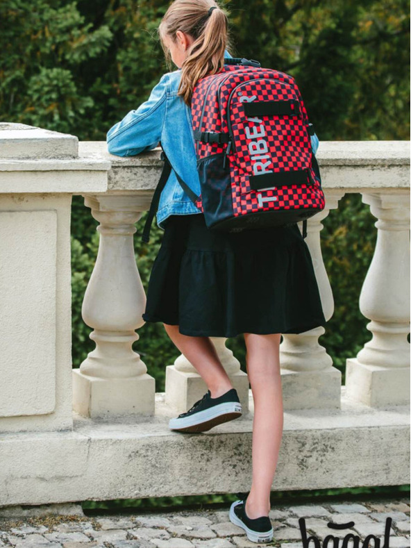 BAAGL  Roter Schulrucksack skate teribear Baagl