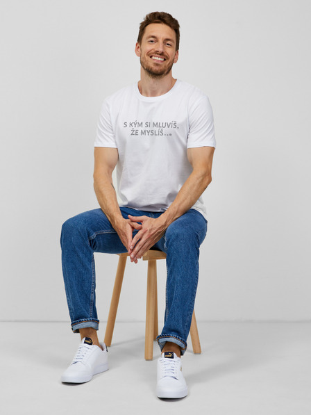 ZOOT.Original Weißes Herren-T-Shirt ZOOT.Original Mit wem redest du, dass du denkst