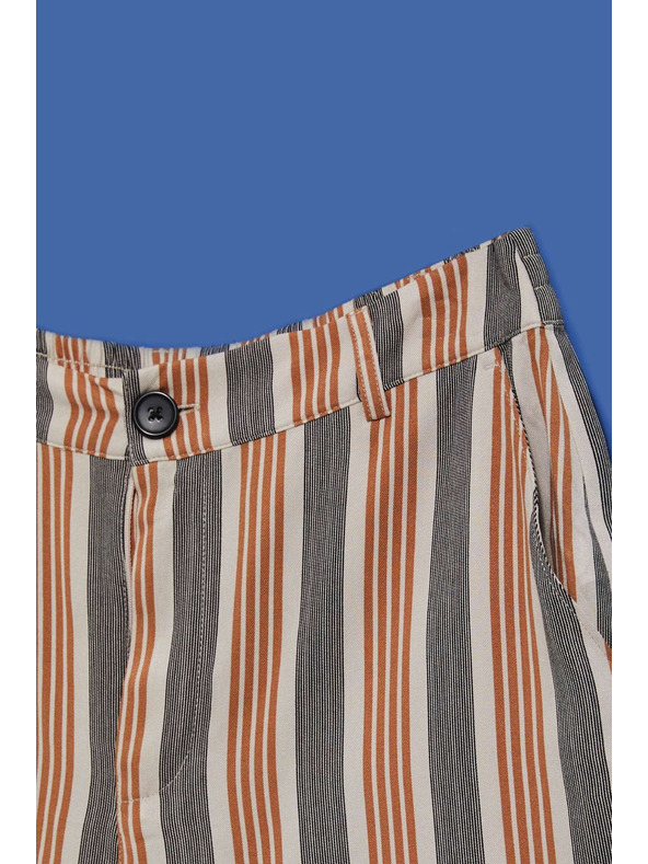 Moodo Moodo Grau und Braun gestreifte Damen Shorts