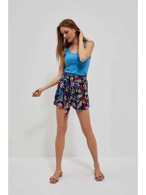 Moodo Dunkelblaue gemusterte Damen-Shorts Moodo