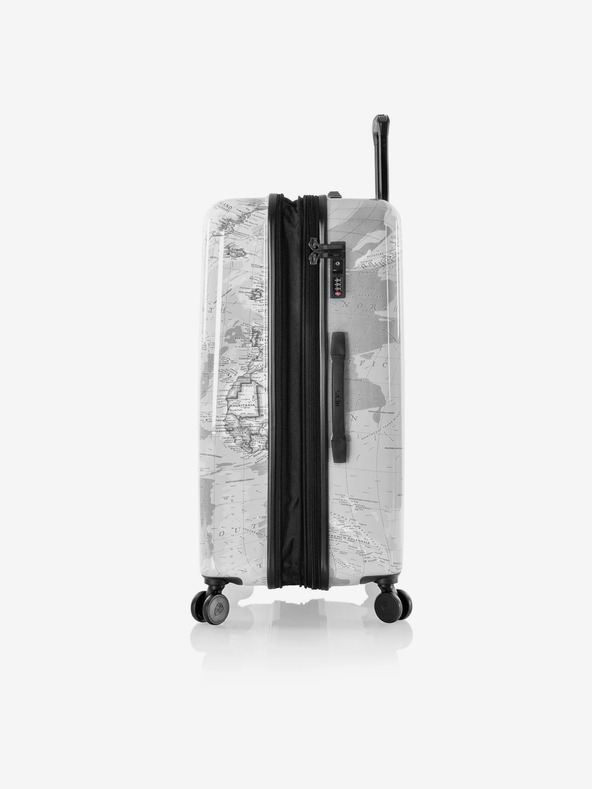 Heys 3-teiliges gemustertes Reisekofferset in Weiß Heys Journey 3G S,M,L Black/White Map