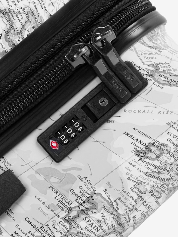 Heys 3-teiliges gemustertes Reisekofferset in Weiß Heys Journey 3G S,M,L Black/White Map