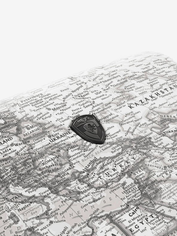 Heys 3-teiliges gemustertes Reisekofferset in Weiß Heys Journey 3G S,M,L Black/White Map