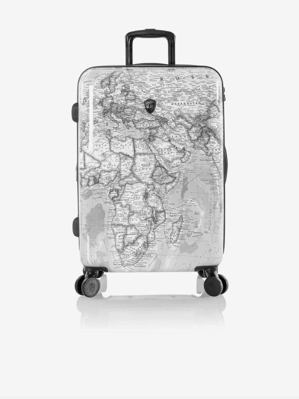 Heys 3-teiliges gemustertes Reisekofferset in Weiß Heys Journey 3G S,M,L Black/White Map