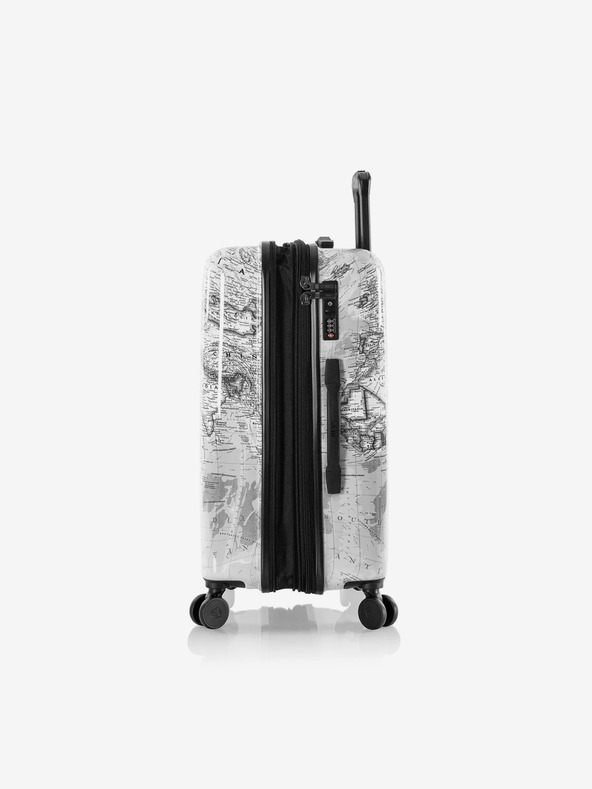 Heys 3-teiliges gemustertes Reisekofferset in Weiß Heys Journey 3G S,M,L Black/White Map