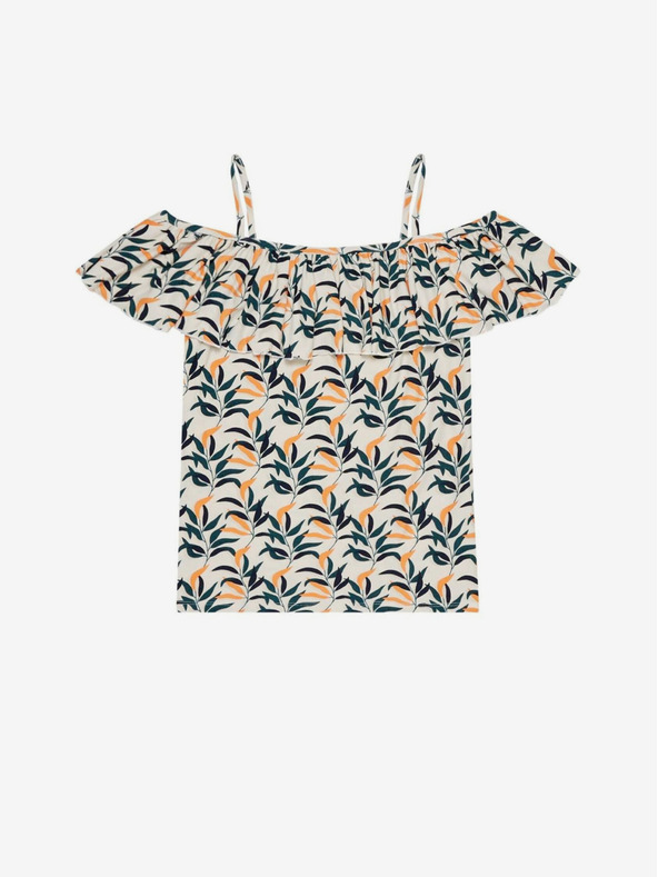 Moodo Cremefarbenes und grünes gemustertes Damenoberteil Moodo