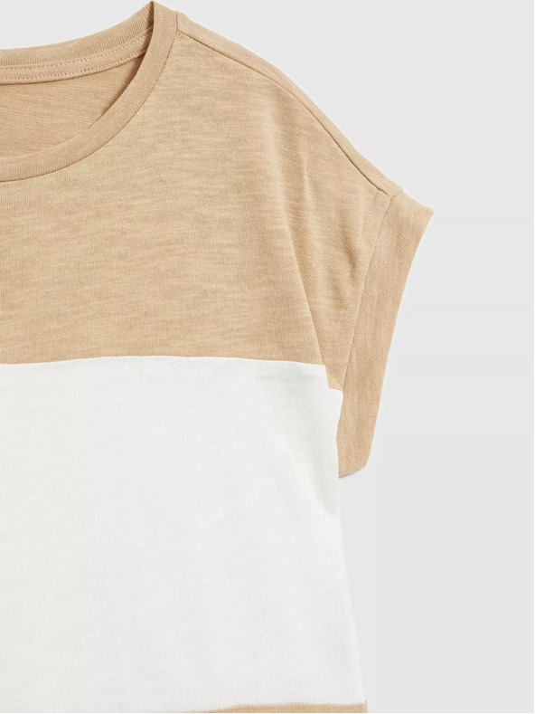 Moodo Weiß-beige gestreiftes Damen-Shirt Moodo