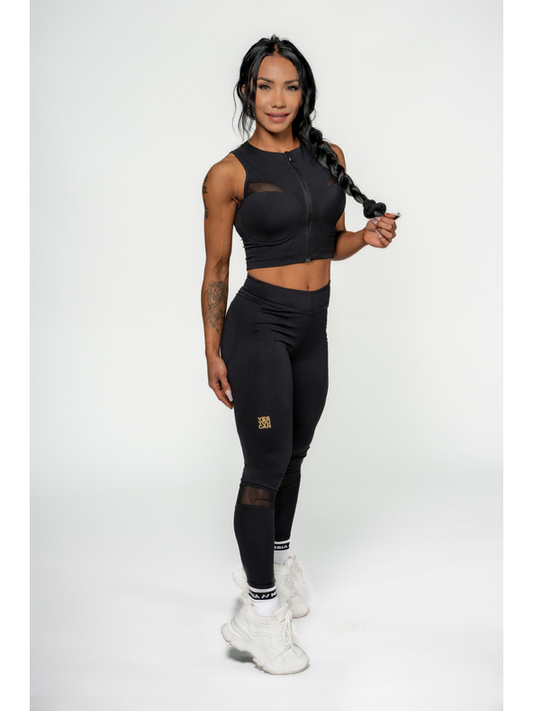 Nebbia NEBBIA Damen Crop Top mit hohem Träger INTENSE Mesh 842 Gold Nebbia