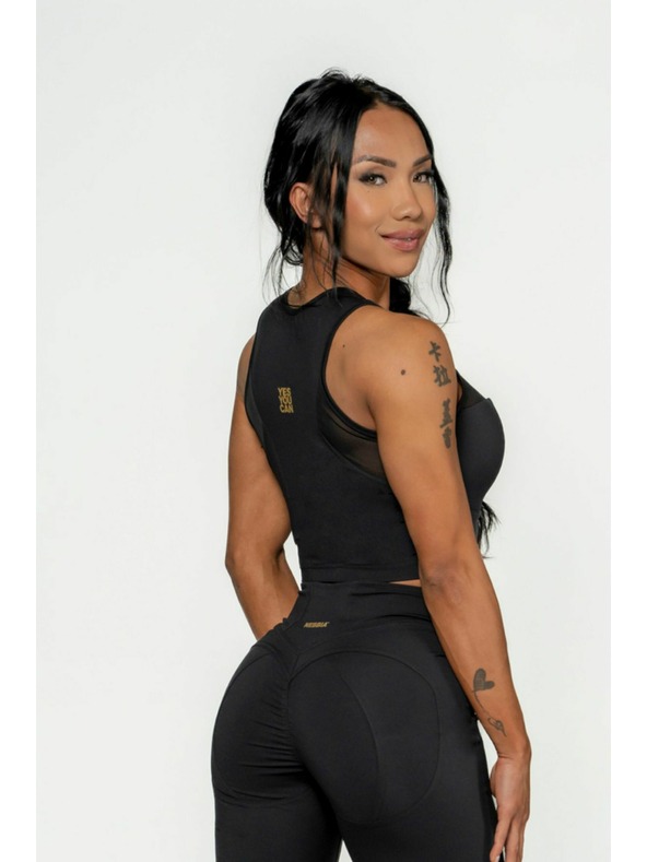 Nebbia NEBBIA Damen Crop Top mit hohem Träger INTENSE Mesh 842 Gold Nebbia