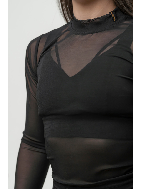 Nebbia NEBBIA Damen INTENSE Transparentes langärmeliges Top 847 Gold Nebbia