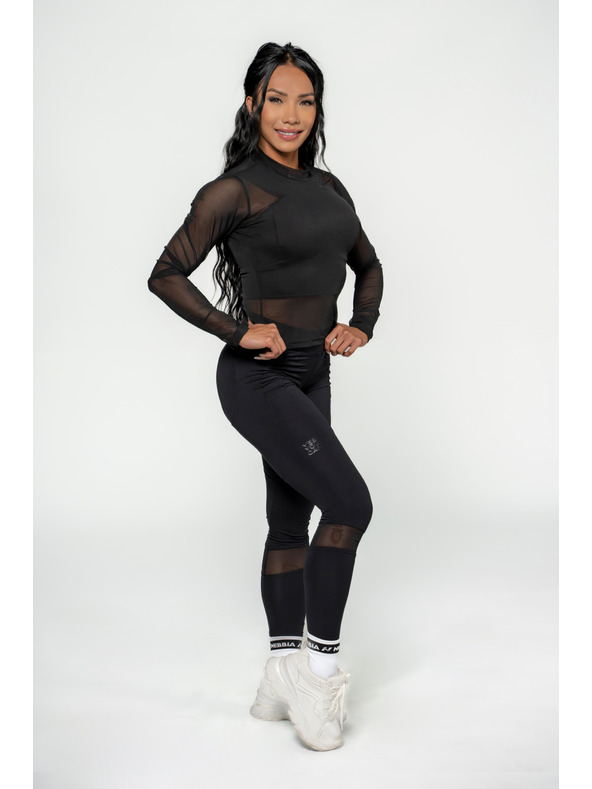 Nebbia NEBBIA Damen INTENSE Transparentes langärmeliges Top 847 Gold Nebbia